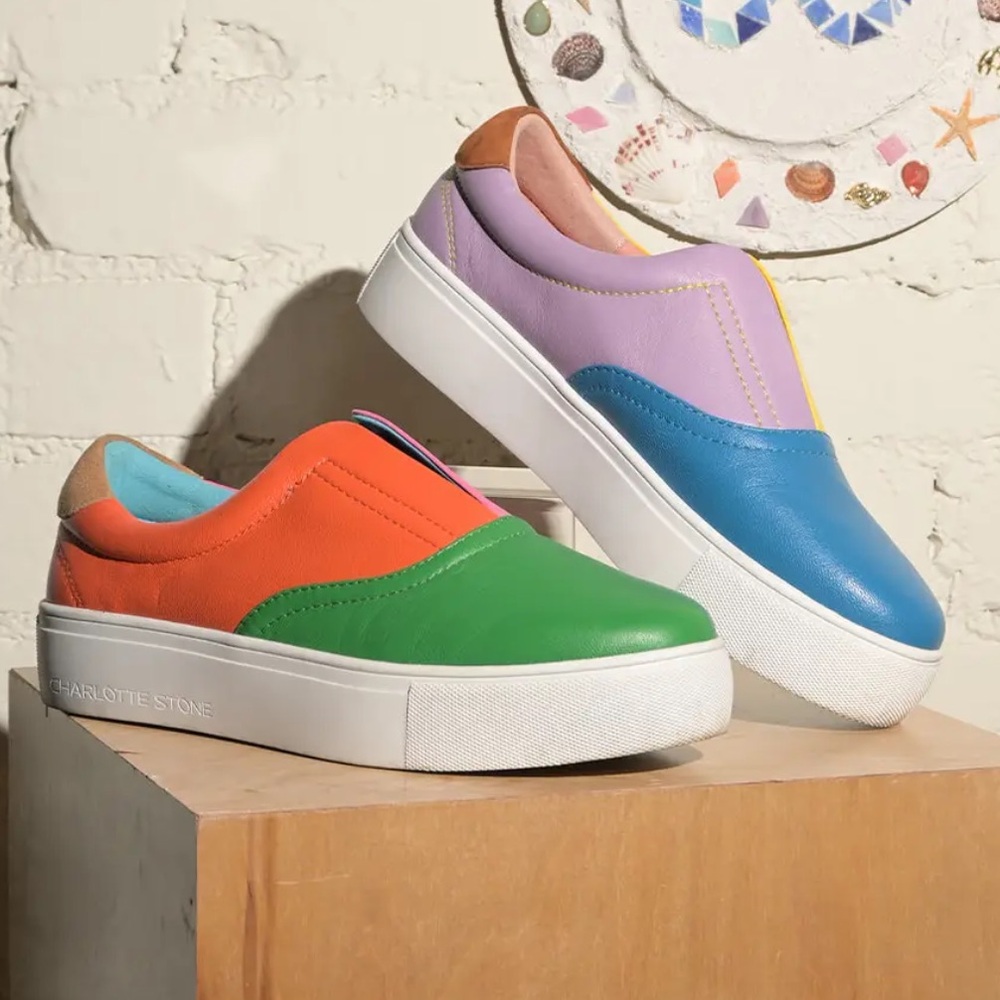 Charlotte Stone Arianne multicolored flats Carnival size 7 mismatched sneakers